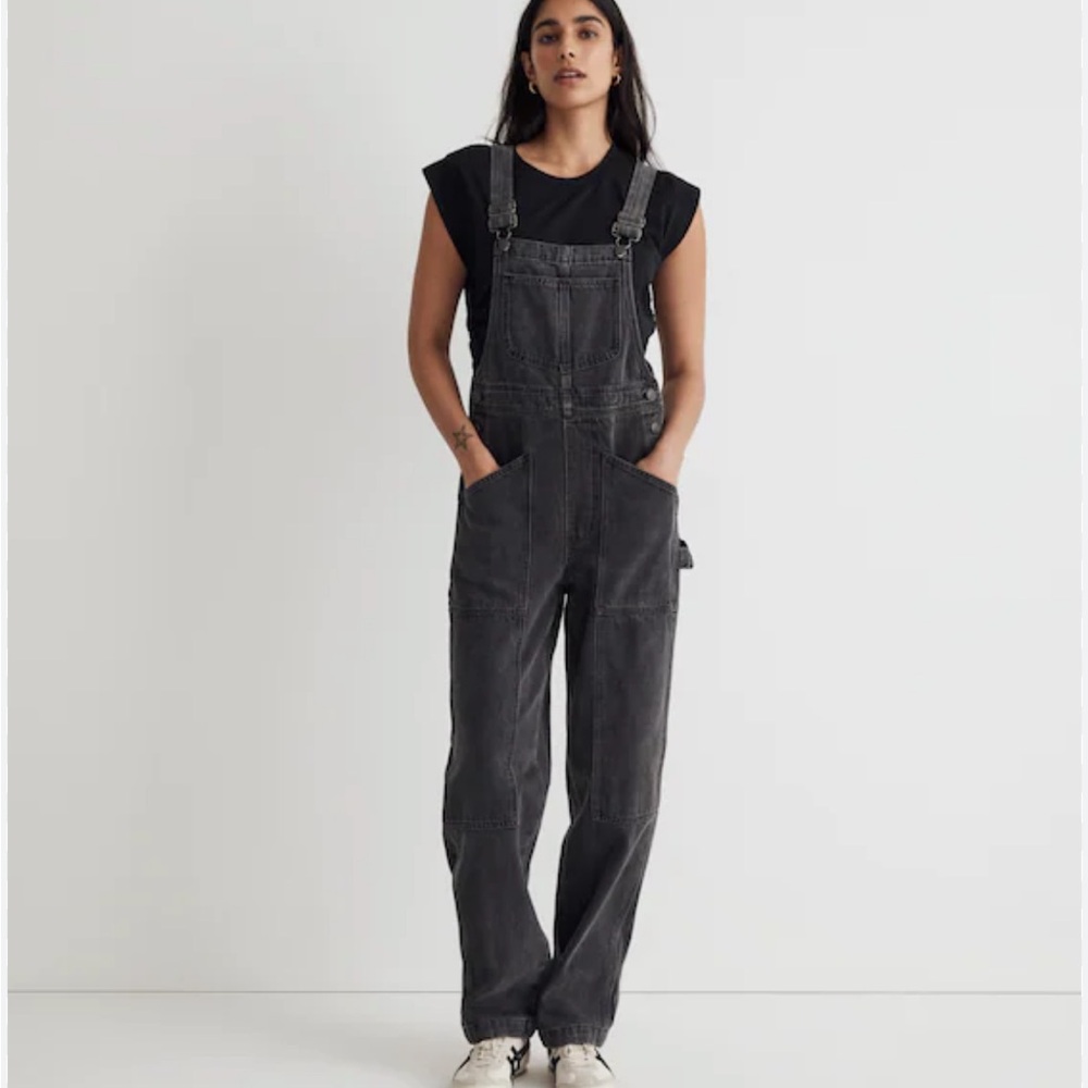 Madewell oversized utility Charcoal Denim Overalls